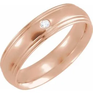 .04 CT Diamond Half Round Edge Band 124263 - 6 mm