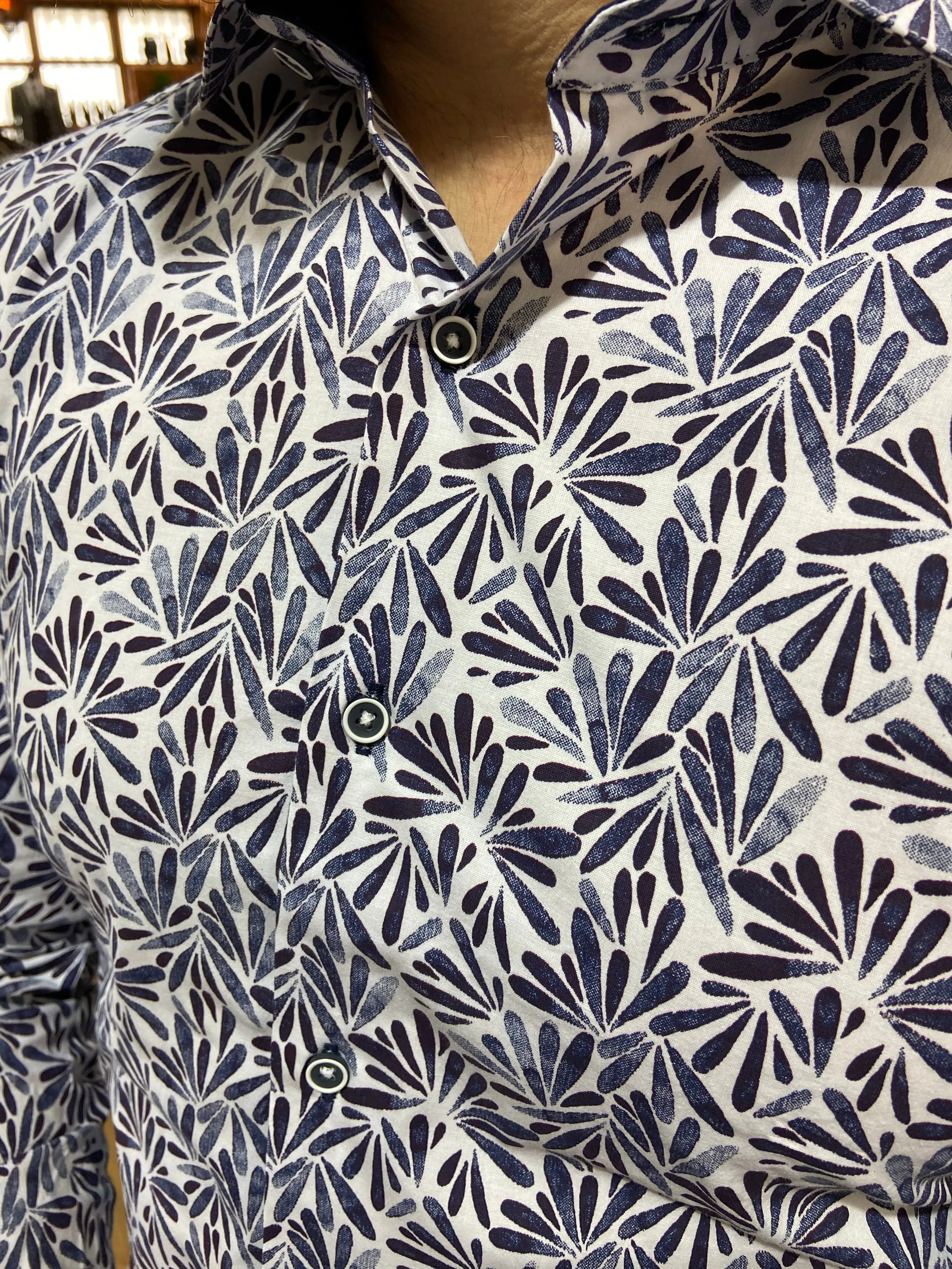 12012 Navy & White L/S Shirt
