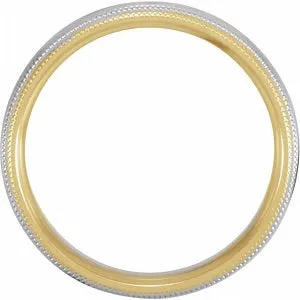 14K Yellow & White Half Round Band with Double Milgrain 5721 - 5.5 mm
