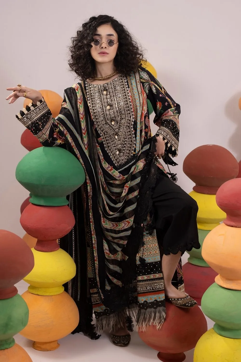 3PC Unstitched | Embroidered Lawn Suit | Chiffon Dupatta