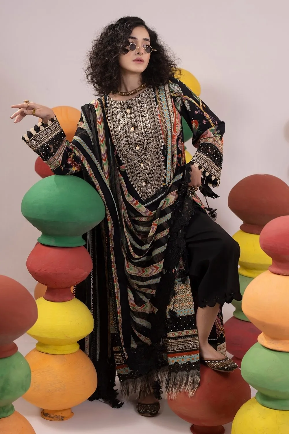 3PC Unstitched | Embroidered Lawn Suit | Chiffon Dupatta