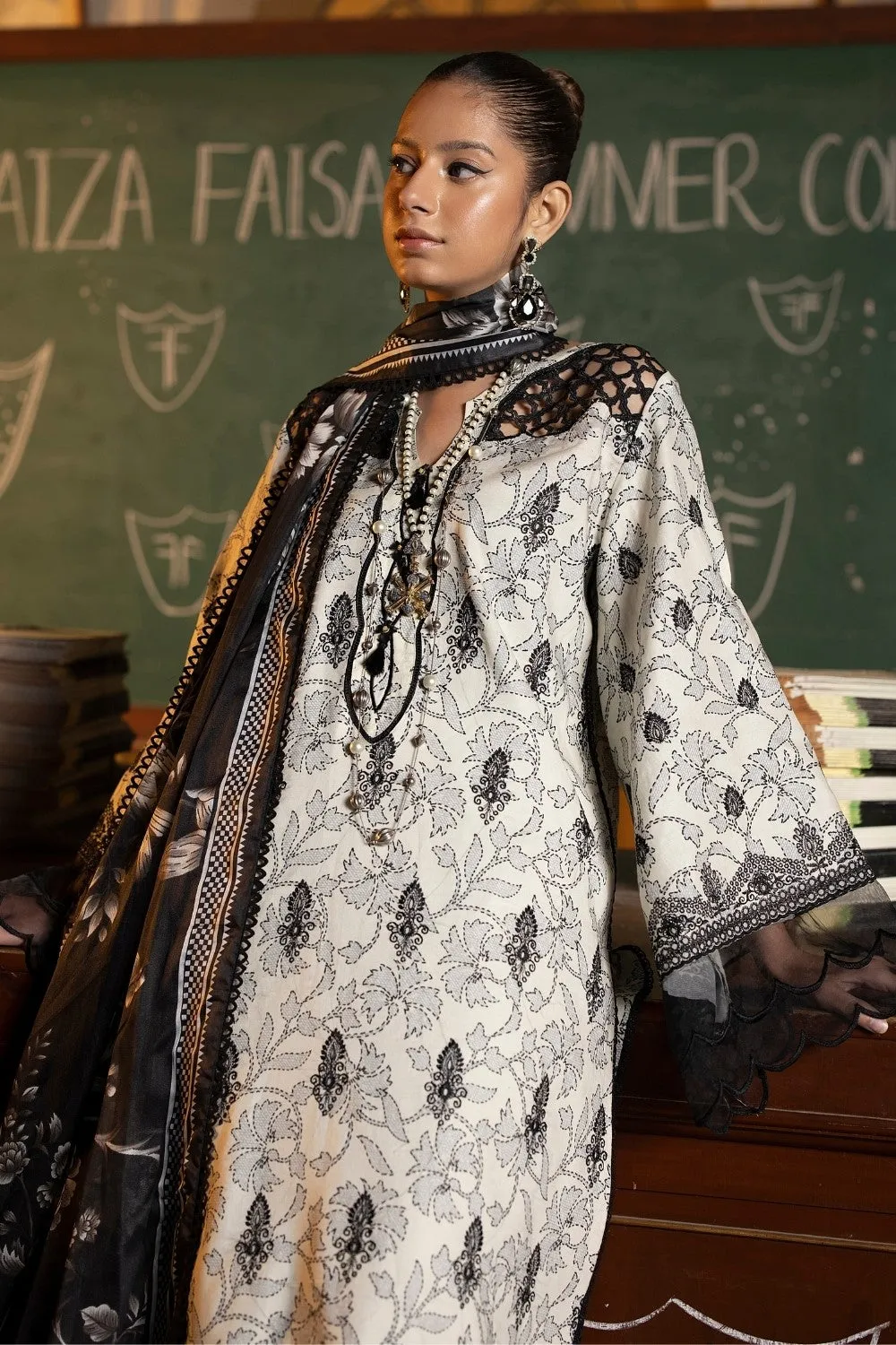 3PC Unstitched | Embroidered Lawn Suit | Tissue Silk Dupatta
