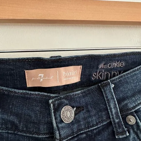 7 for all Mankind B(air) The Ankle Skinny Jeans Dark Wash Blue