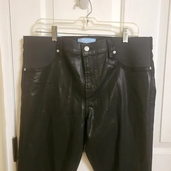 7 For All Mankind Black b(air) Coated Ankle Skinny Jeans Size 32 NWT