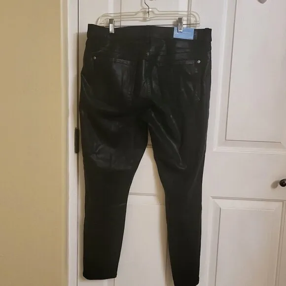 7 For All Mankind Black b(air) Coated Ankle Skinny Jeans Size 32 NWT