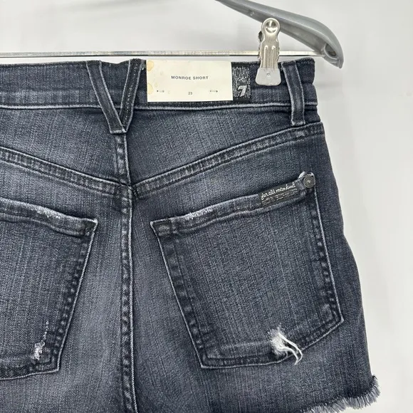 7 For All Mankind | NWT Women’s 23 Black Monroe Shorts Cut Off Jean denim