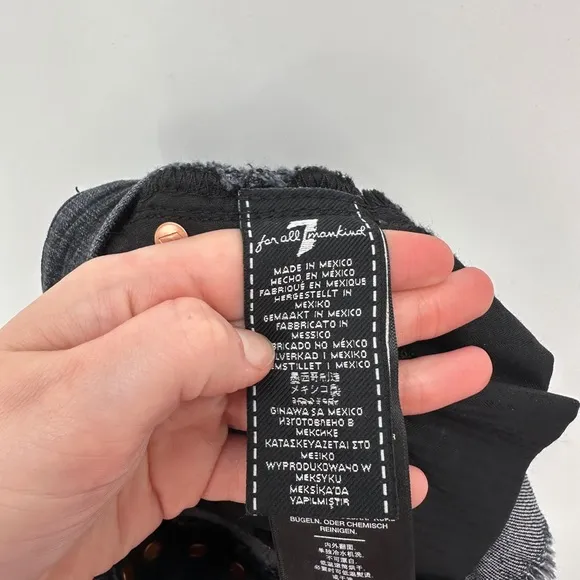 7 For All Mankind | NWT Women’s 23 Black Monroe Shorts Cut Off Jean denim