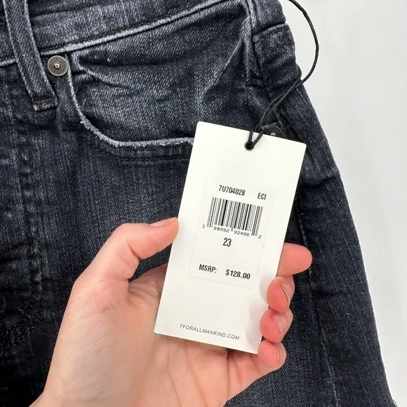 7 For All Mankind | NWT Women’s 23 Black Monroe Shorts Cut Off Jean denim