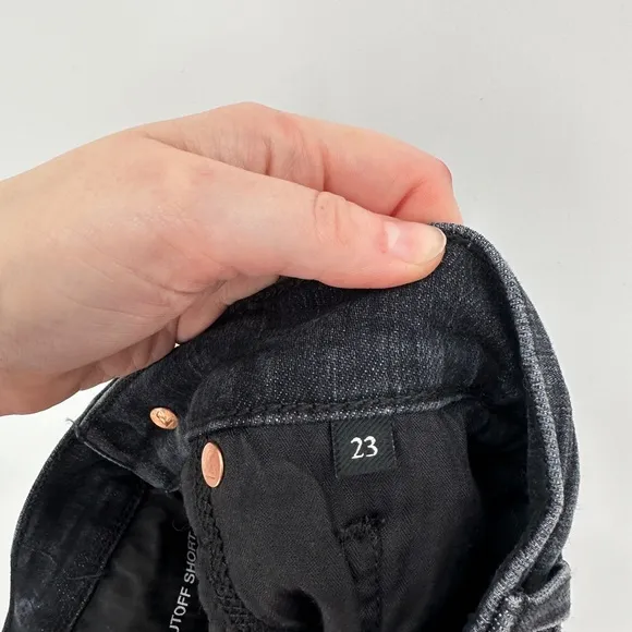 7 For All Mankind | NWT Women’s 23 Black Monroe Shorts Cut Off Jean denim