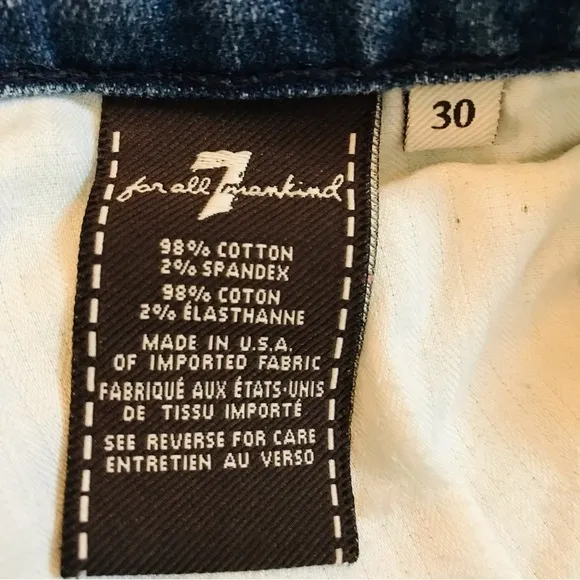 7Fam 7 For All Mankind Distressed Skinny Jeans Women’s size 30 10 medium