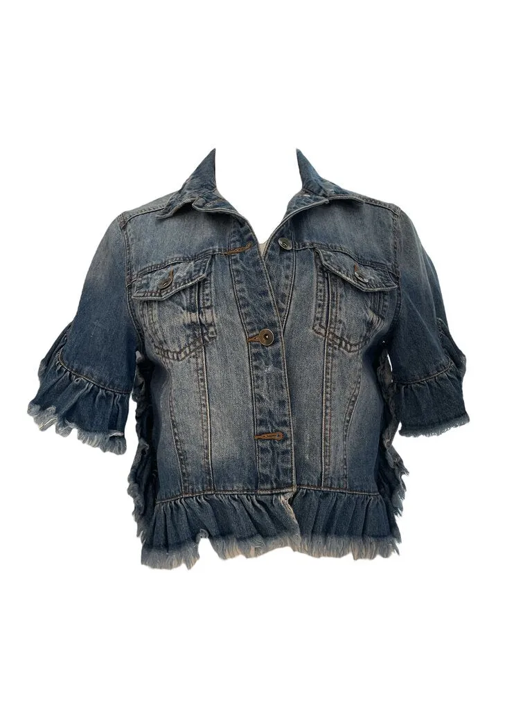 Abound s/s peplum denim jckt XS