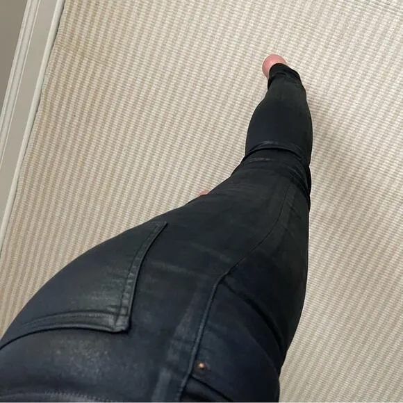 AGOLDE Sophie Coated High Rise Skinny Jeans in Black Leatherette