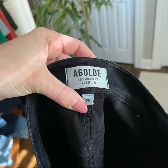 AGOLDE Sophie Coated High Rise Skinny Jeans in Black Leatherette