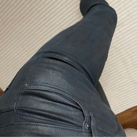 AGOLDE Sophie Coated High Rise Skinny Jeans in Black Leatherette