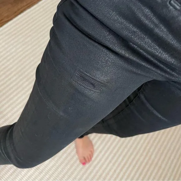 AGOLDE Sophie Coated High Rise Skinny Jeans in Black Leatherette