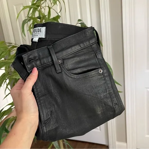 AGOLDE Sophie Coated High Rise Skinny Jeans in Black Leatherette