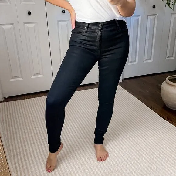 AGOLDE Sophie Coated High Rise Skinny Jeans in Black Leatherette