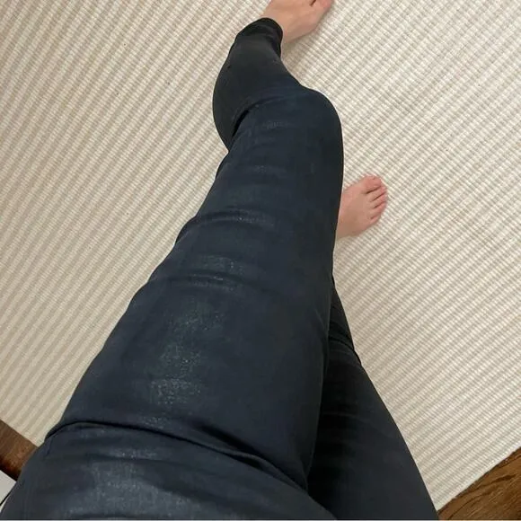 AGOLDE Sophie Coated High Rise Skinny Jeans in Black Leatherette