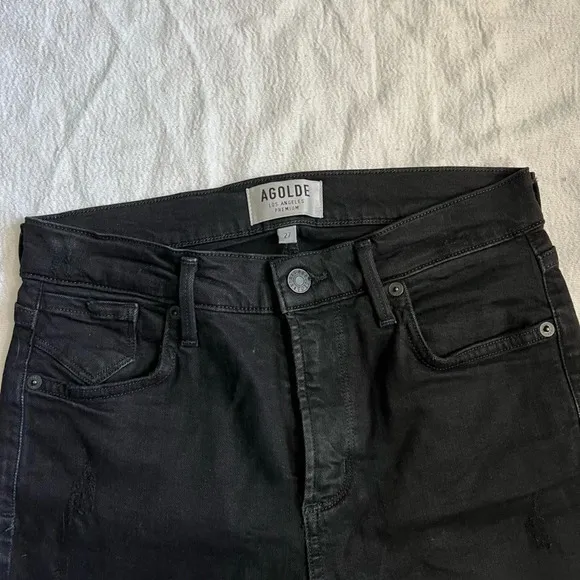 AGOLDE Sophie High Rise Feel Good Black Skinny Crop Jeans Size 27