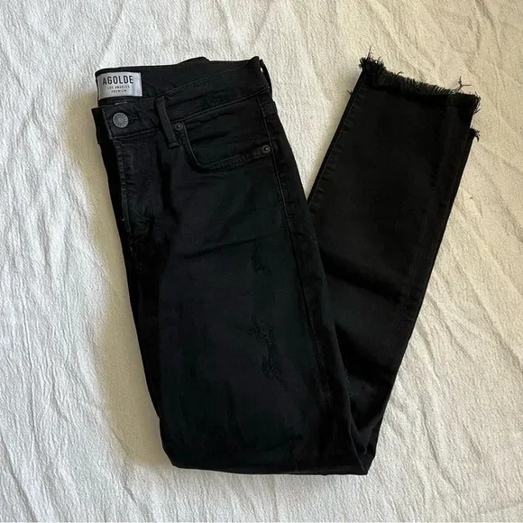 AGOLDE Sophie High Rise Feel Good Black Skinny Crop Jeans Size 27