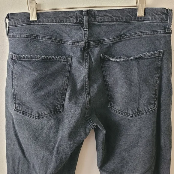 Agolde Toni Midrise Straight Black Raw Hem Distressed Denim Jeans