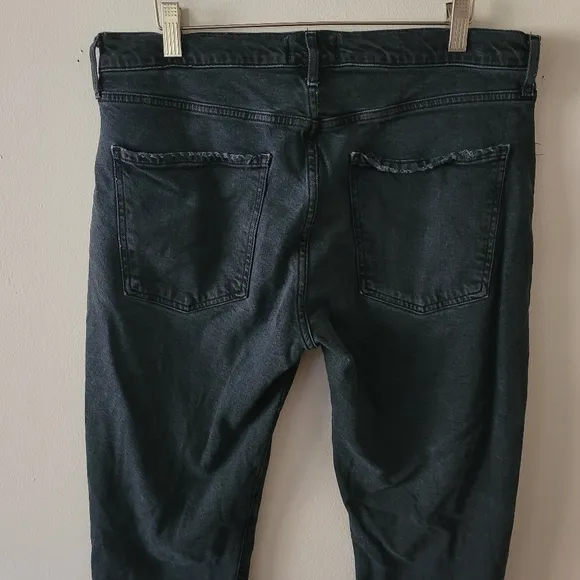 Agolde Toni Midrise Straight Black Raw Hem Distressed Denim Jeans