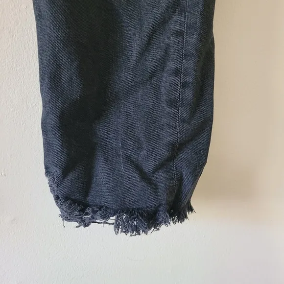 Agolde Toni Midrise Straight Black Raw Hem Distressed Denim Jeans