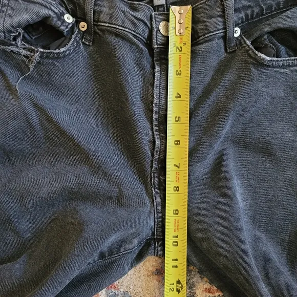 Agolde Toni Midrise Straight Black Raw Hem Distressed Denim Jeans