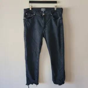 Agolde Toni Midrise Straight Black Raw Hem Distressed Denim Jeans
