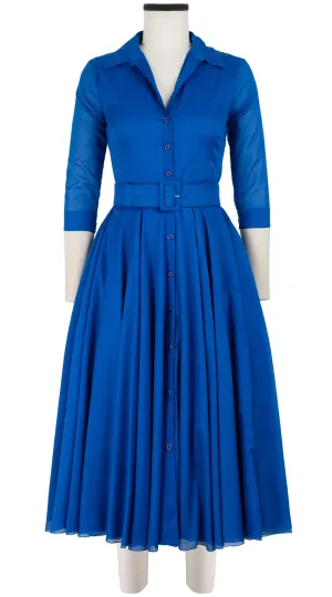 Aster Dress Shirt Collar 3/4 Sleeve Midi Length Cotton Musola (Solid)