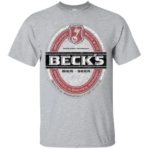 Becks Beer T-Shirt Custom Designed Color Worn Label Pattern