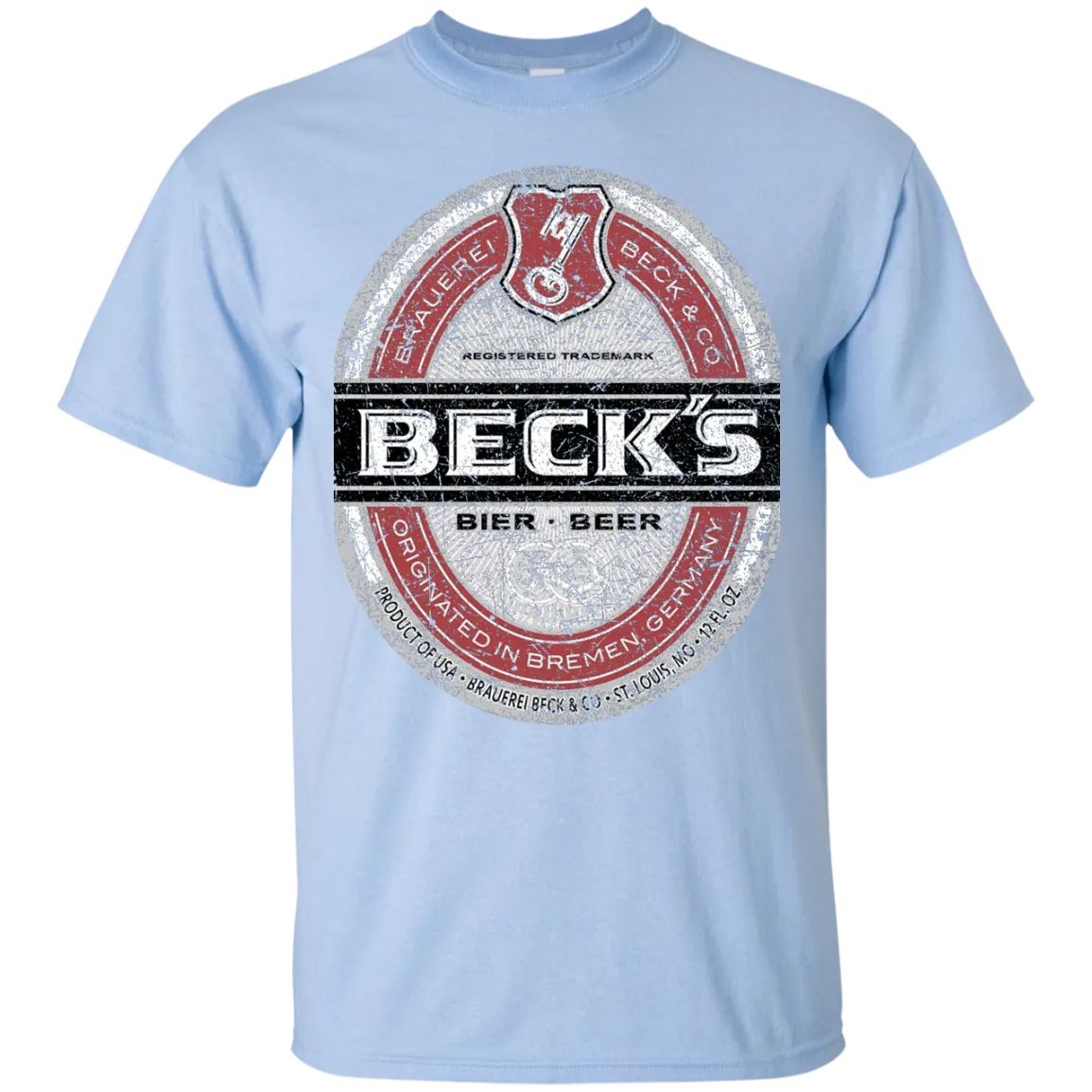 Becks Beer T-Shirt Custom Designed Color Worn Label Pattern