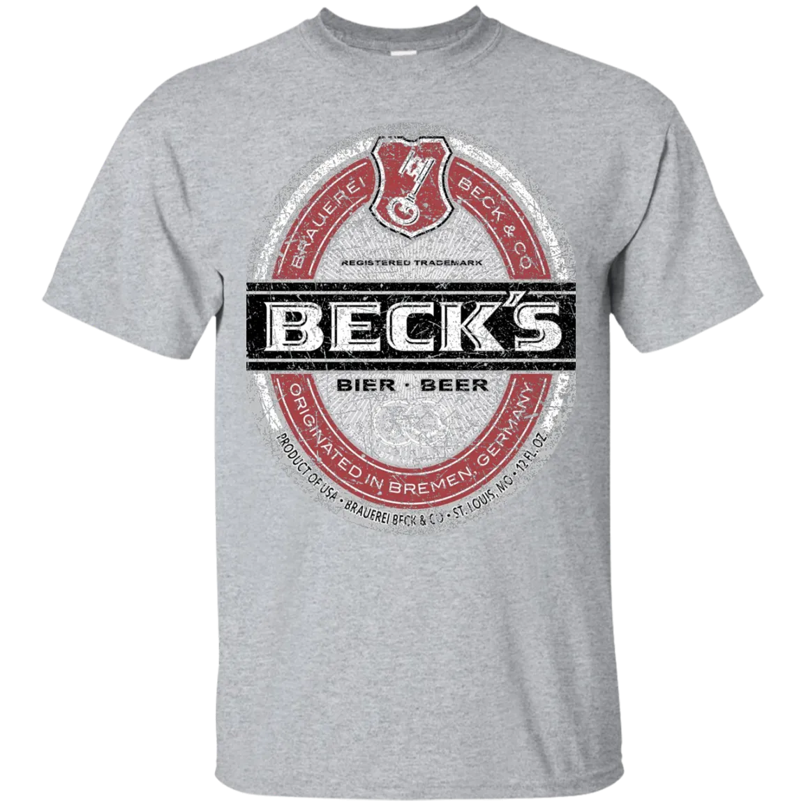 Becks Beer T-Shirt Custom Designed Color Worn Label Pattern