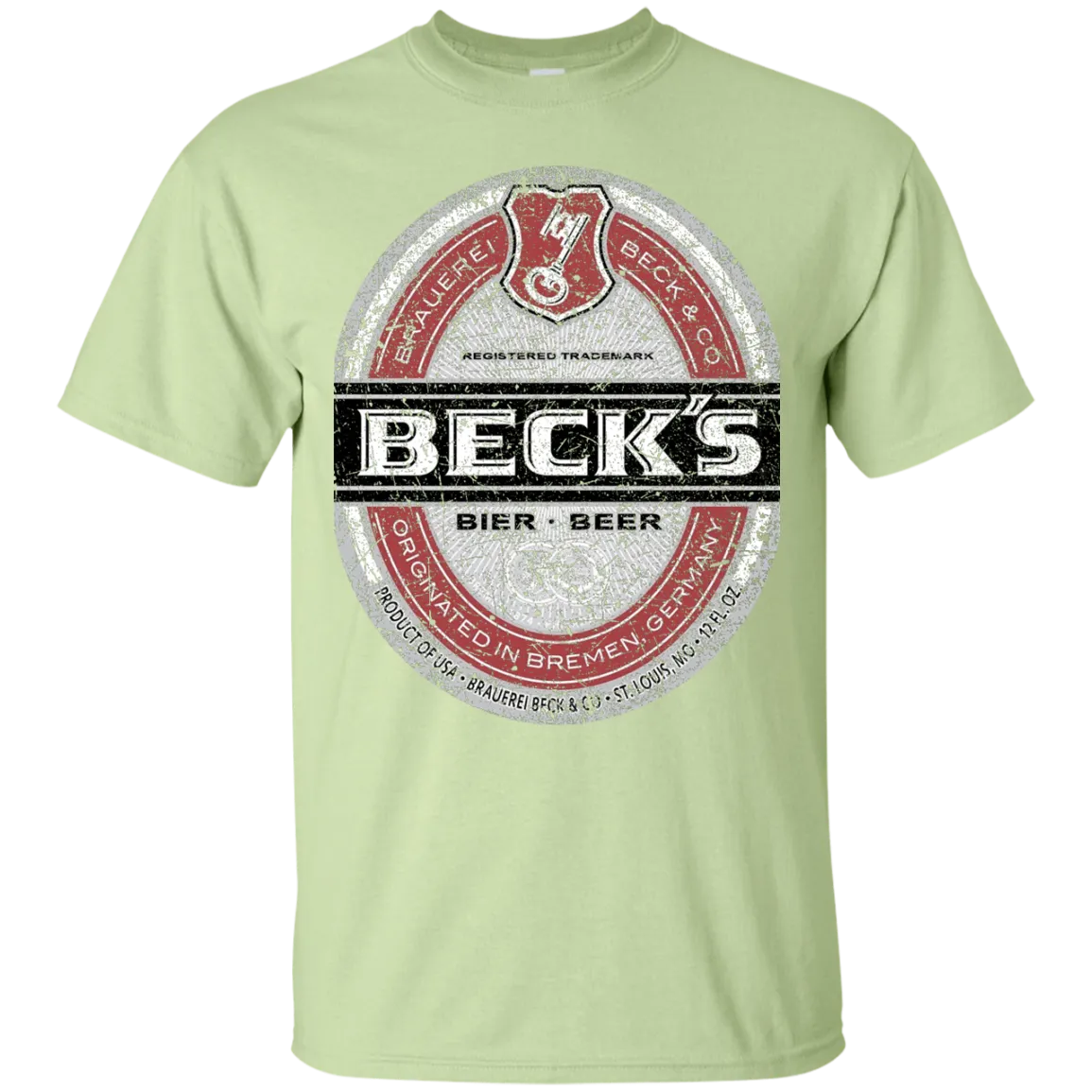 Becks Beer T-Shirt Custom Designed Color Worn Label Pattern