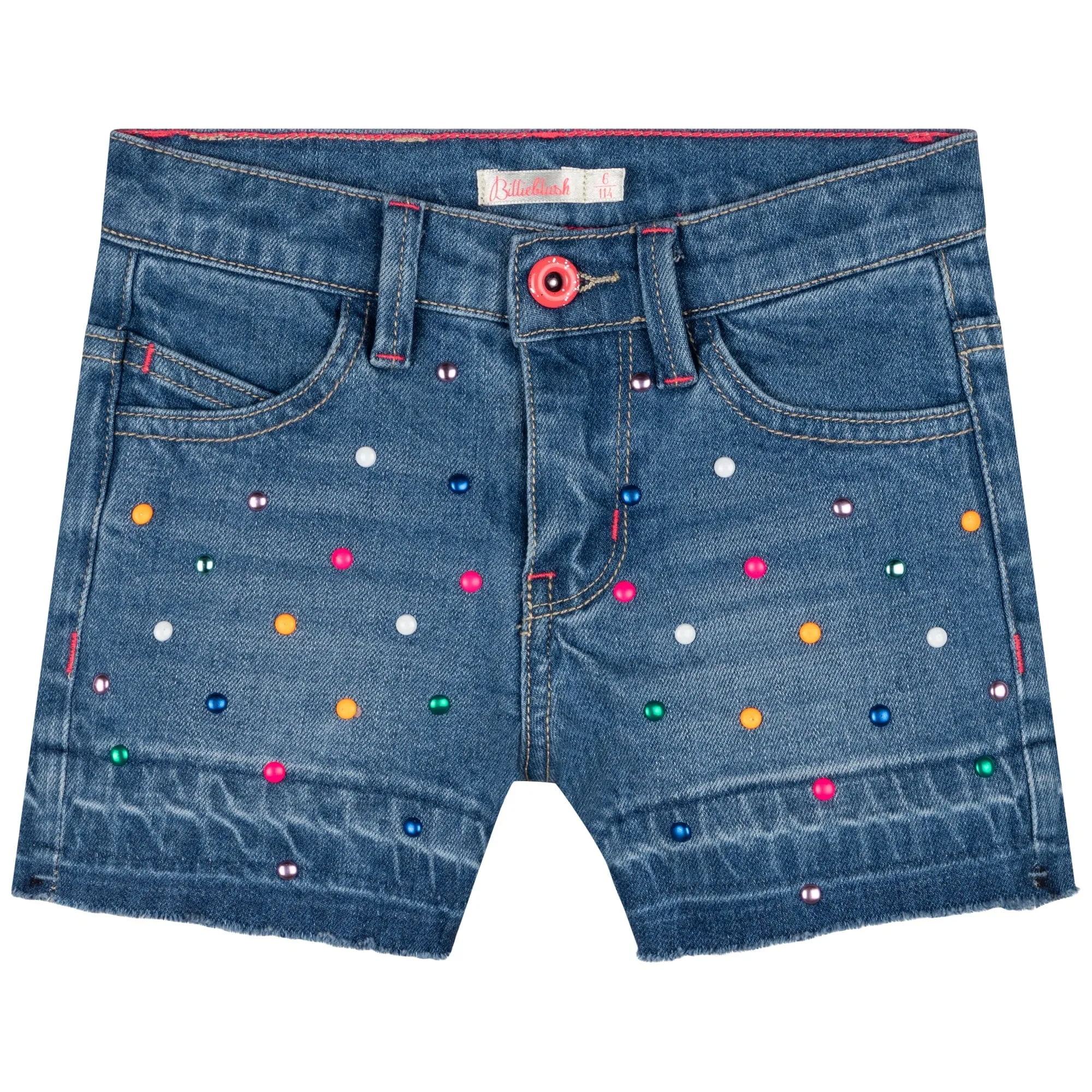 BILLIEBLUSH - Blouse & Dot Denim Short Set - Blue