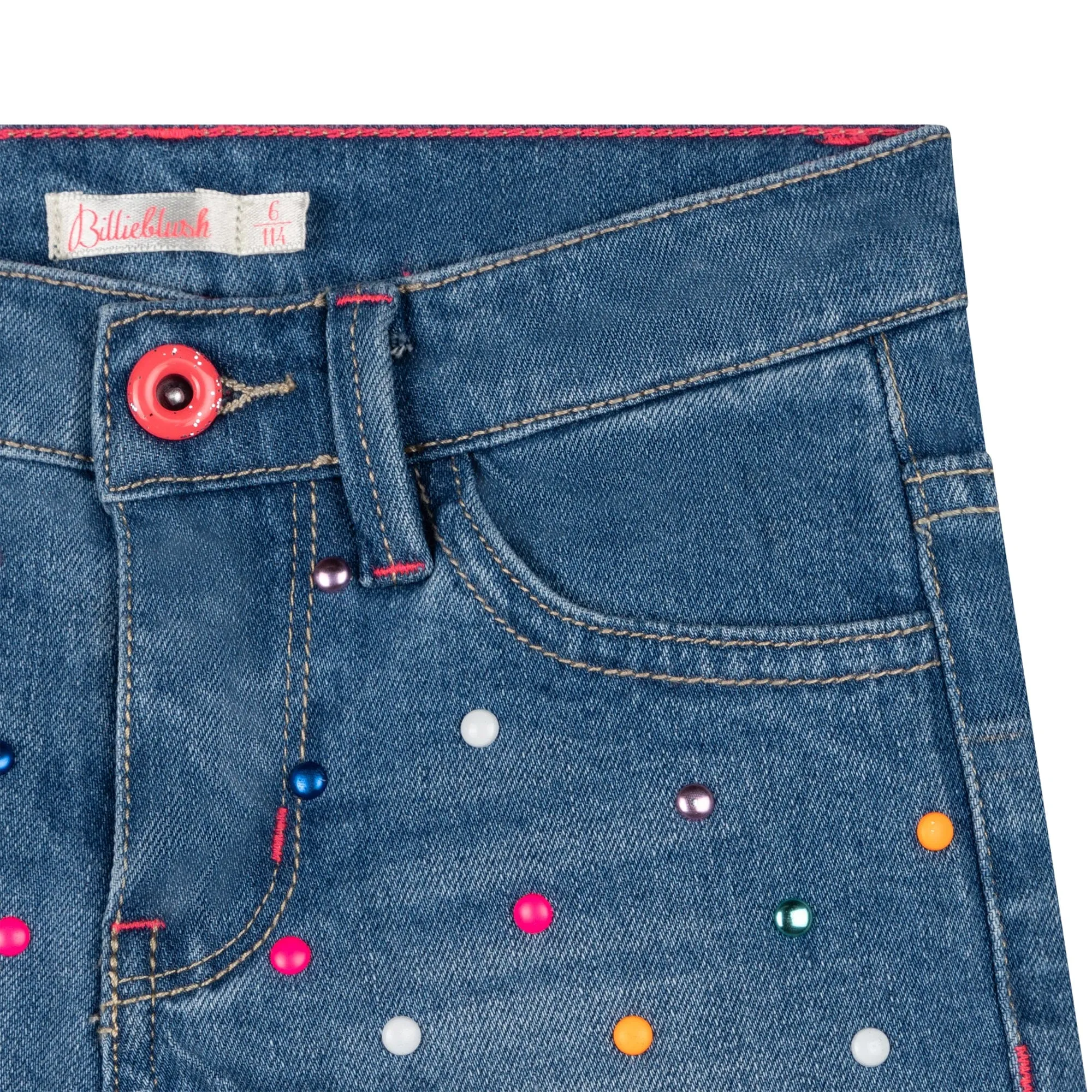 BILLIEBLUSH - Blouse & Dot Denim Short Set - Blue