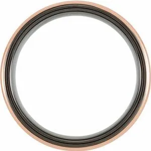 Black & 18K Rose Gold PVD Tungsten Grooved Band with Satin Finish TAR52123 - 6 mm
