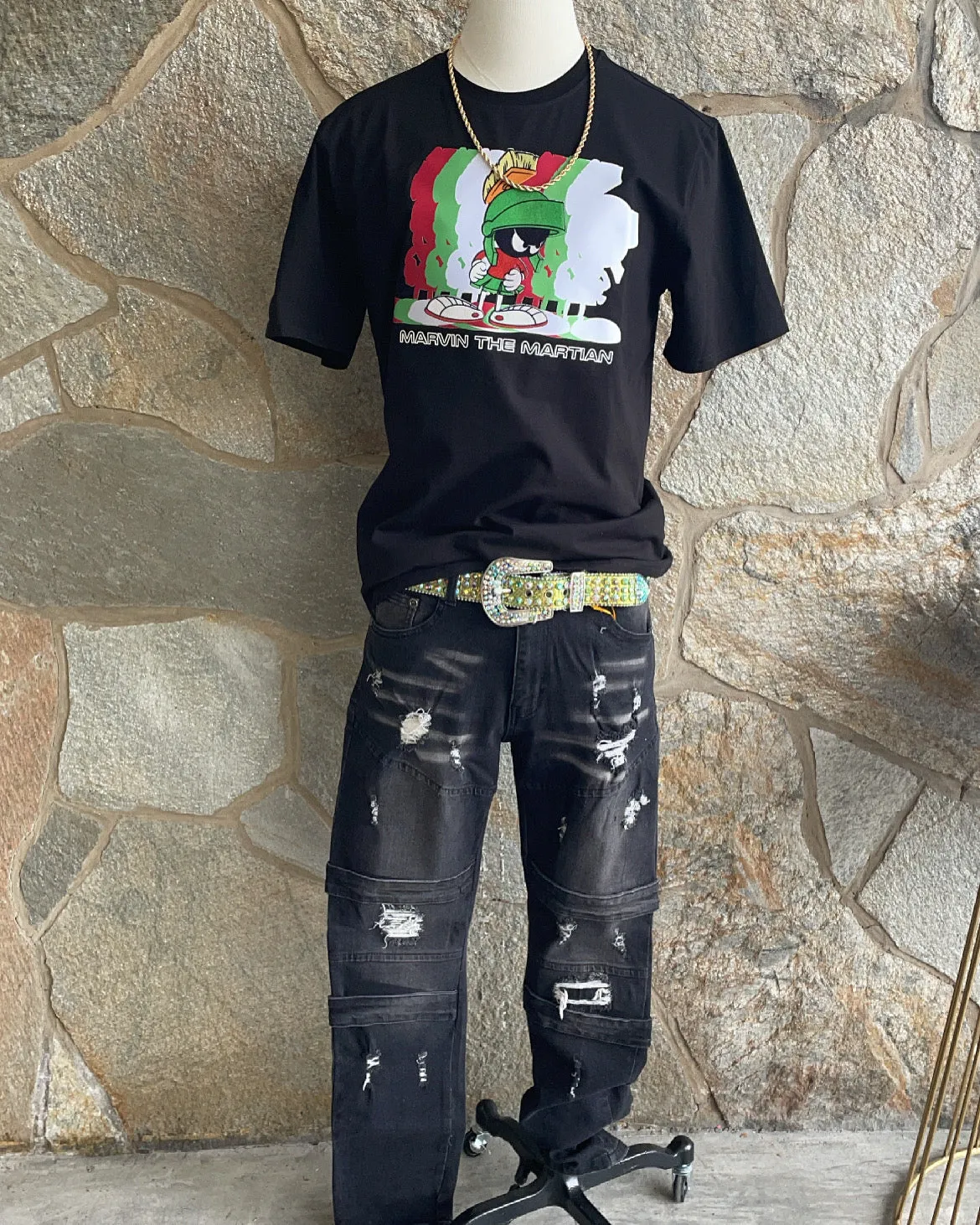 Black Ash Distressed Jeans