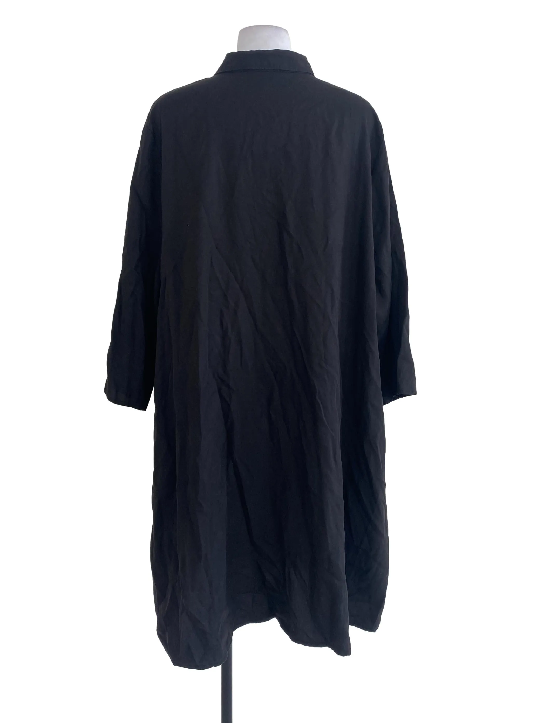Black Plain Button Down Shirt Dress