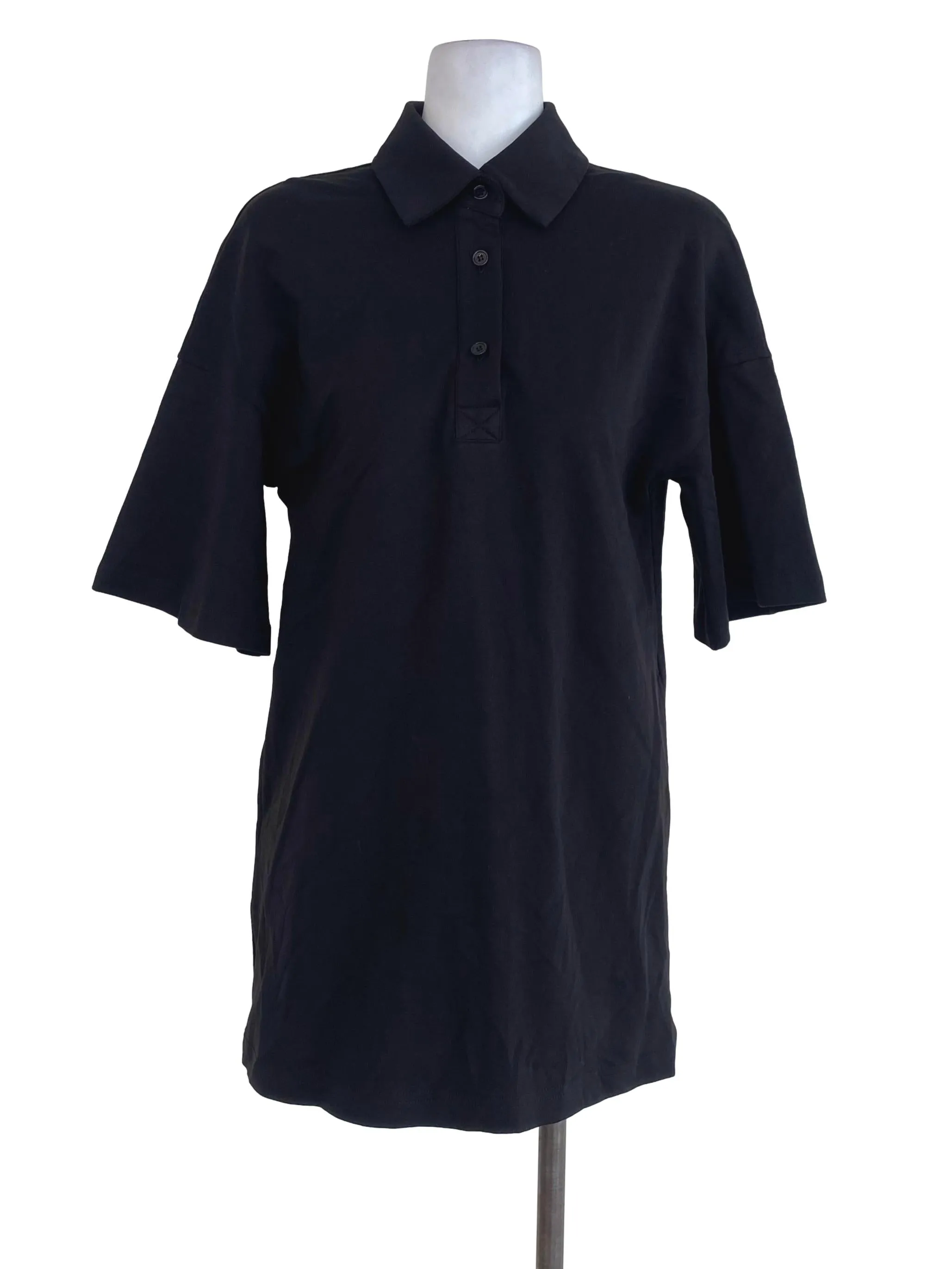 Black Plain Shirt Dress YHF