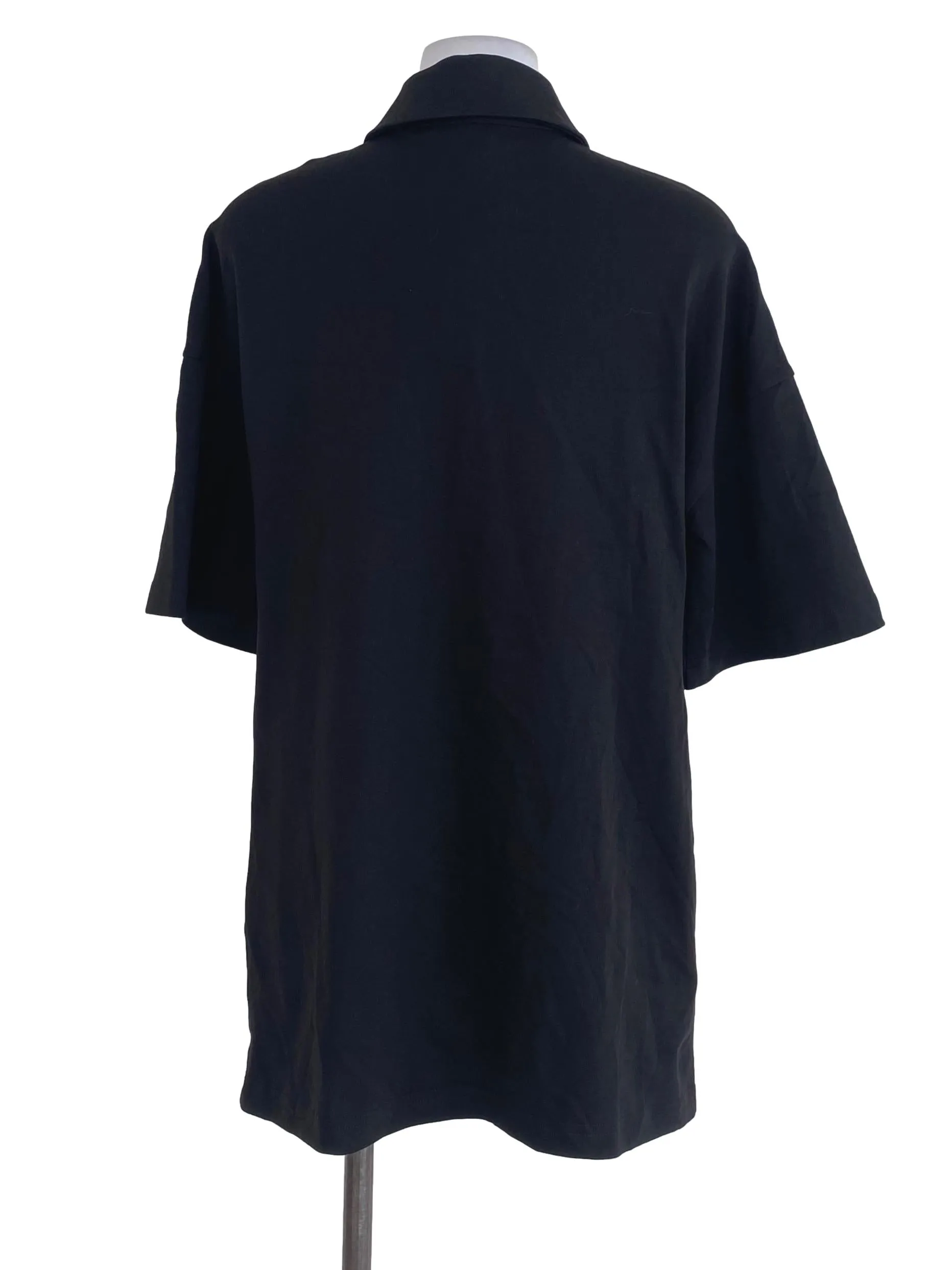 Black Plain Shirt Dress YHF