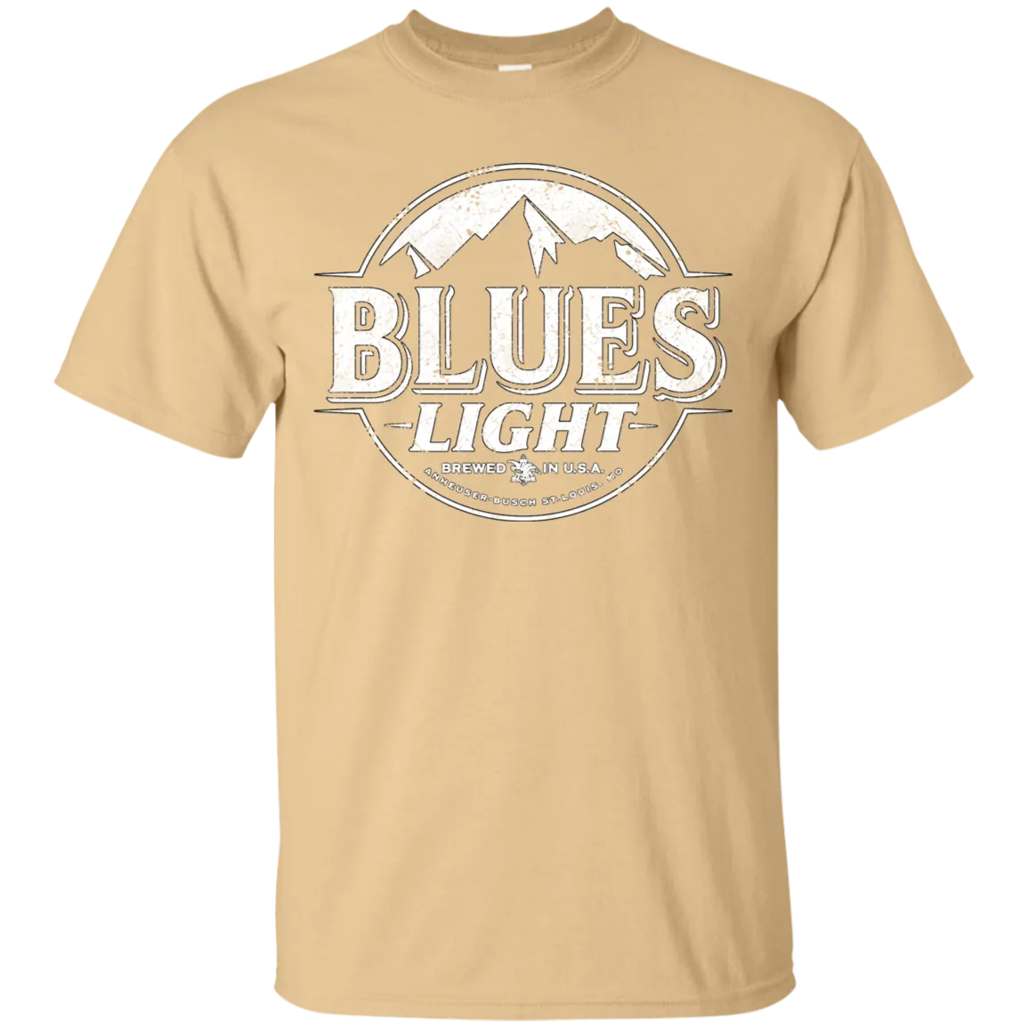 Blues Busch Light Beer T-Shirt Custom Designed White Worn Label Pattern