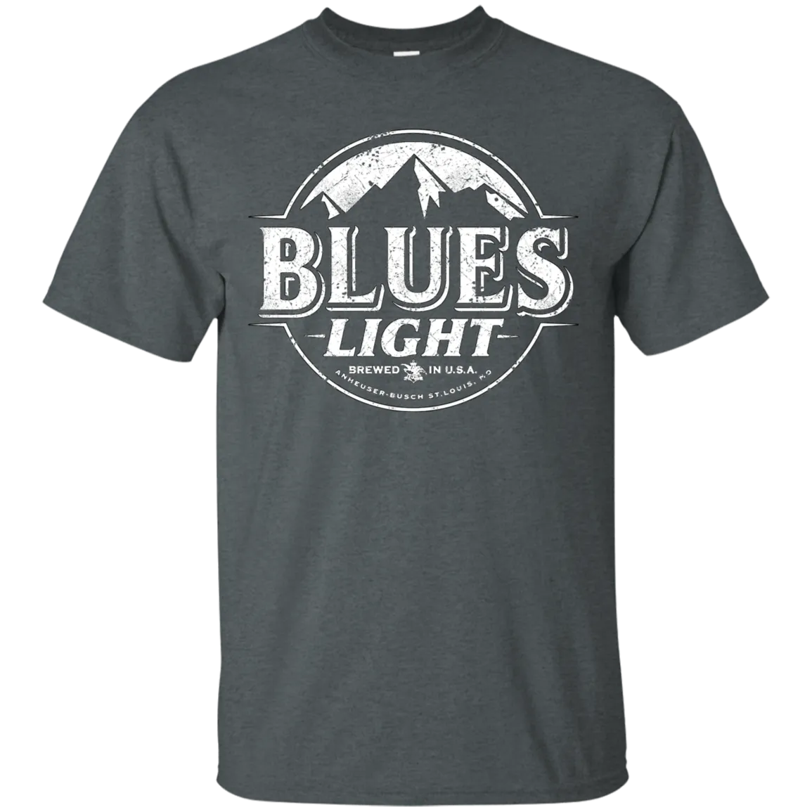 Blues Busch Light Beer T-Shirt Custom Designed White Worn Label Pattern