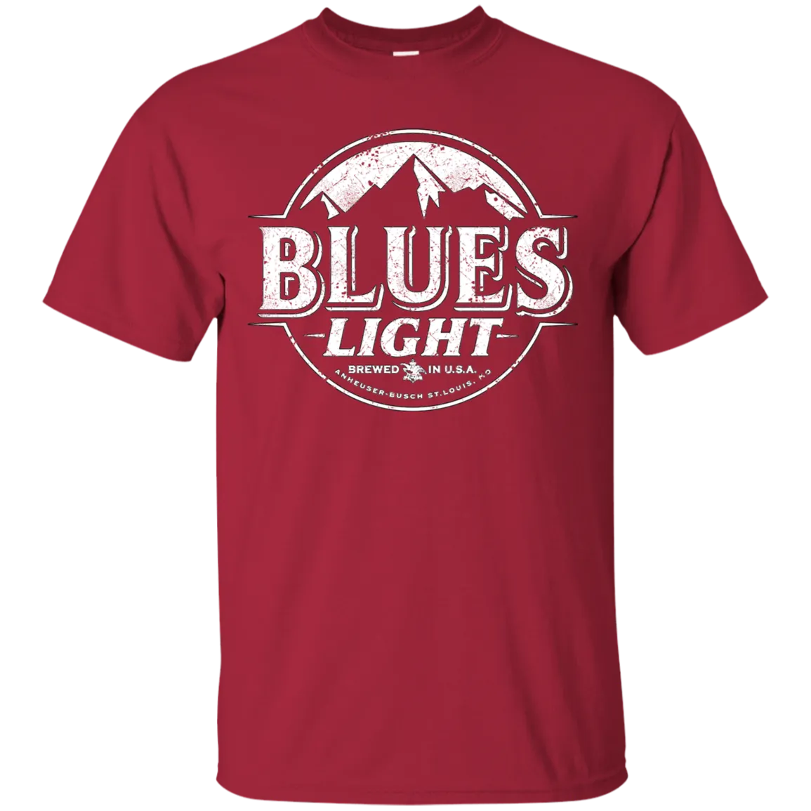 Blues Busch Light Beer T-Shirt Custom Designed White Worn Label Pattern