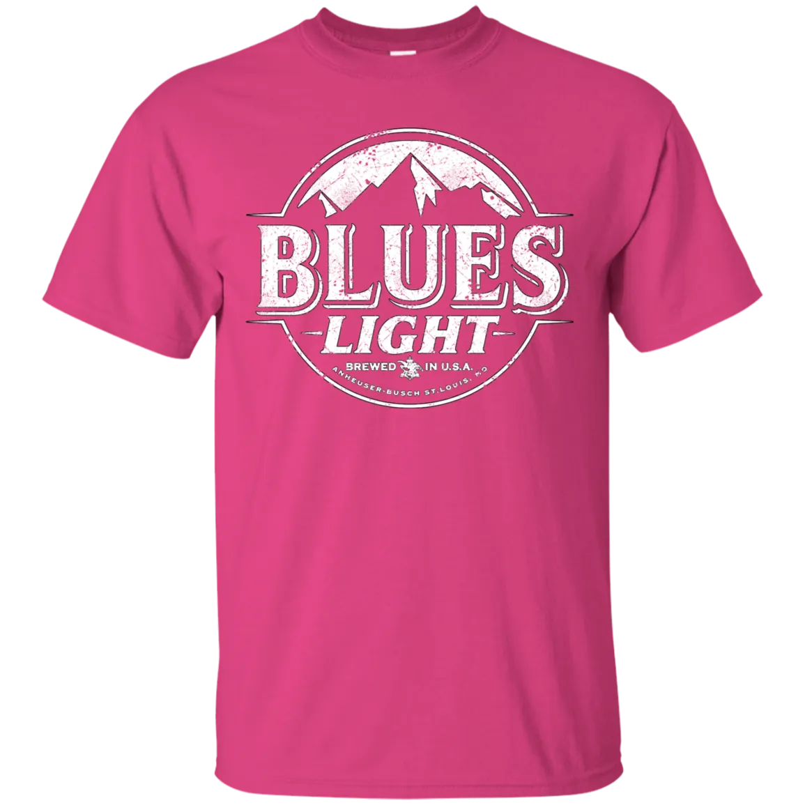 Blues Busch Light Beer T-Shirt Custom Designed White Worn Label Pattern