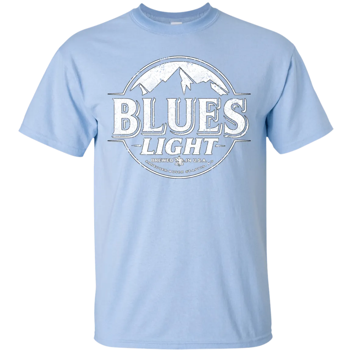 Blues Busch Light Beer T-Shirt Custom Designed White Worn Label Pattern