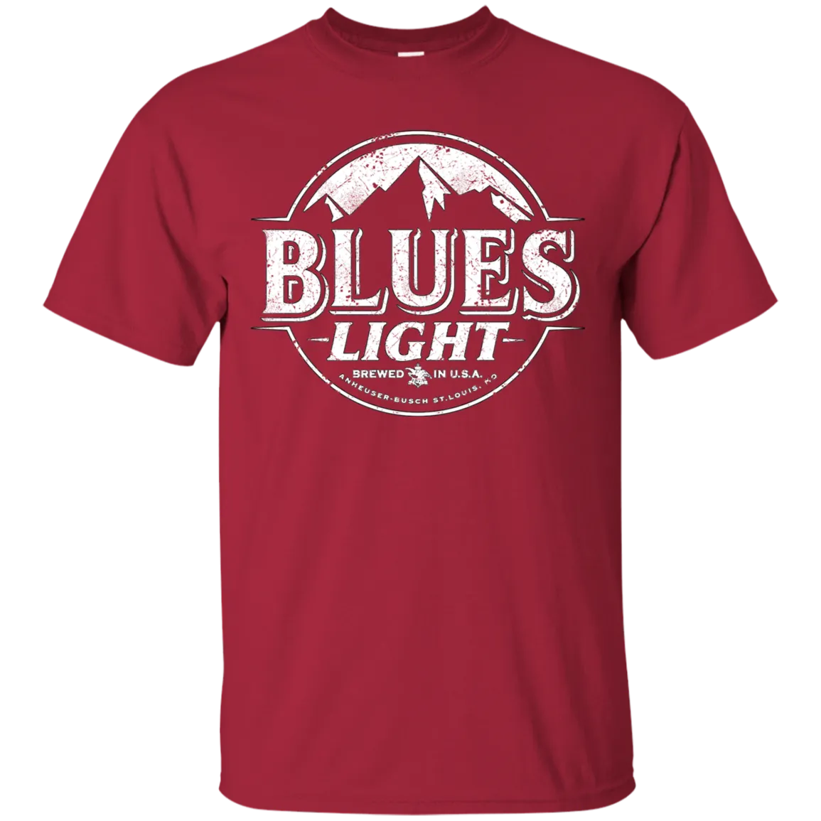 Blues Busch Light Beer T-Shirt Custom Designed White Worn Label Pattern