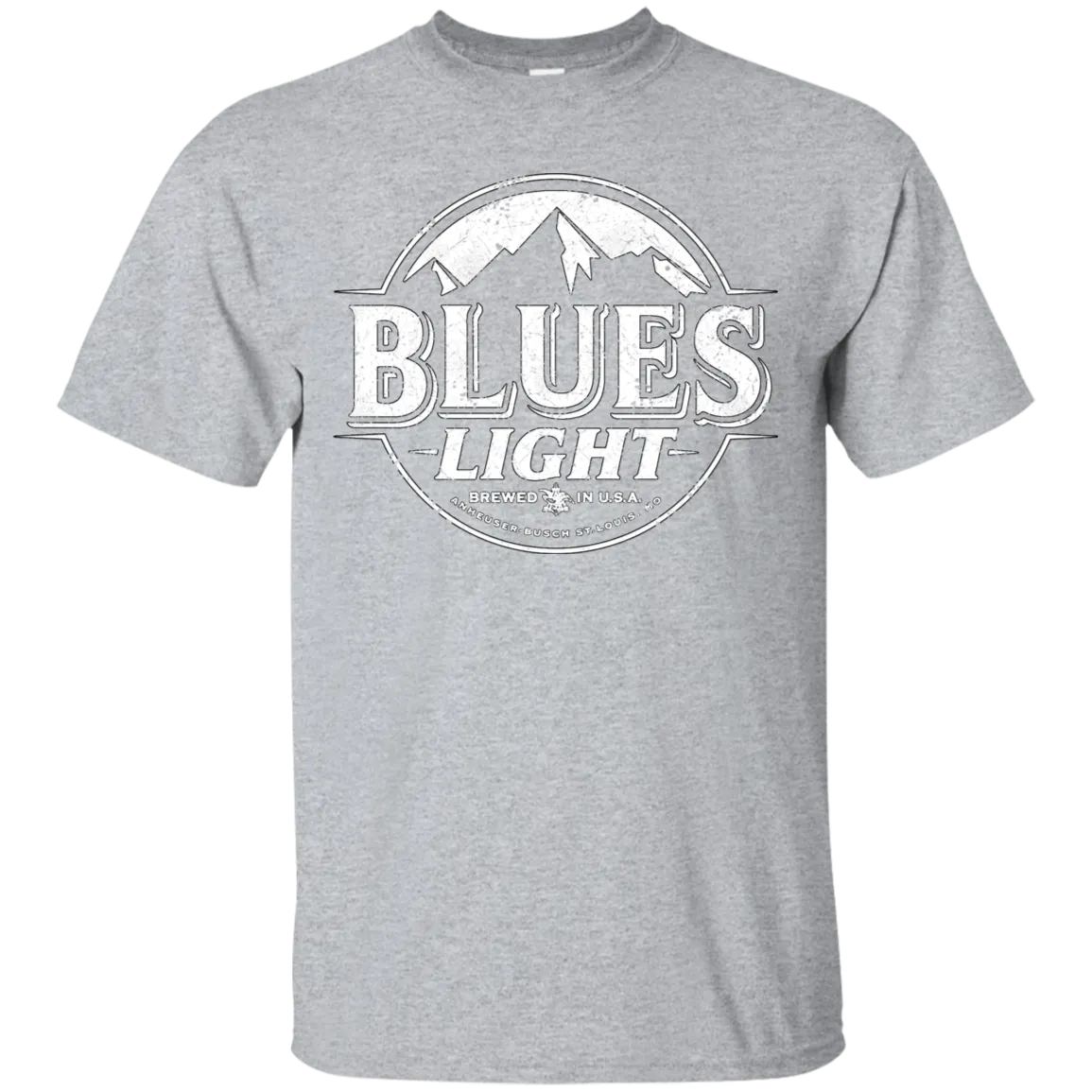 Blues Busch Light Beer T-Shirt Custom Designed White Worn Label Pattern