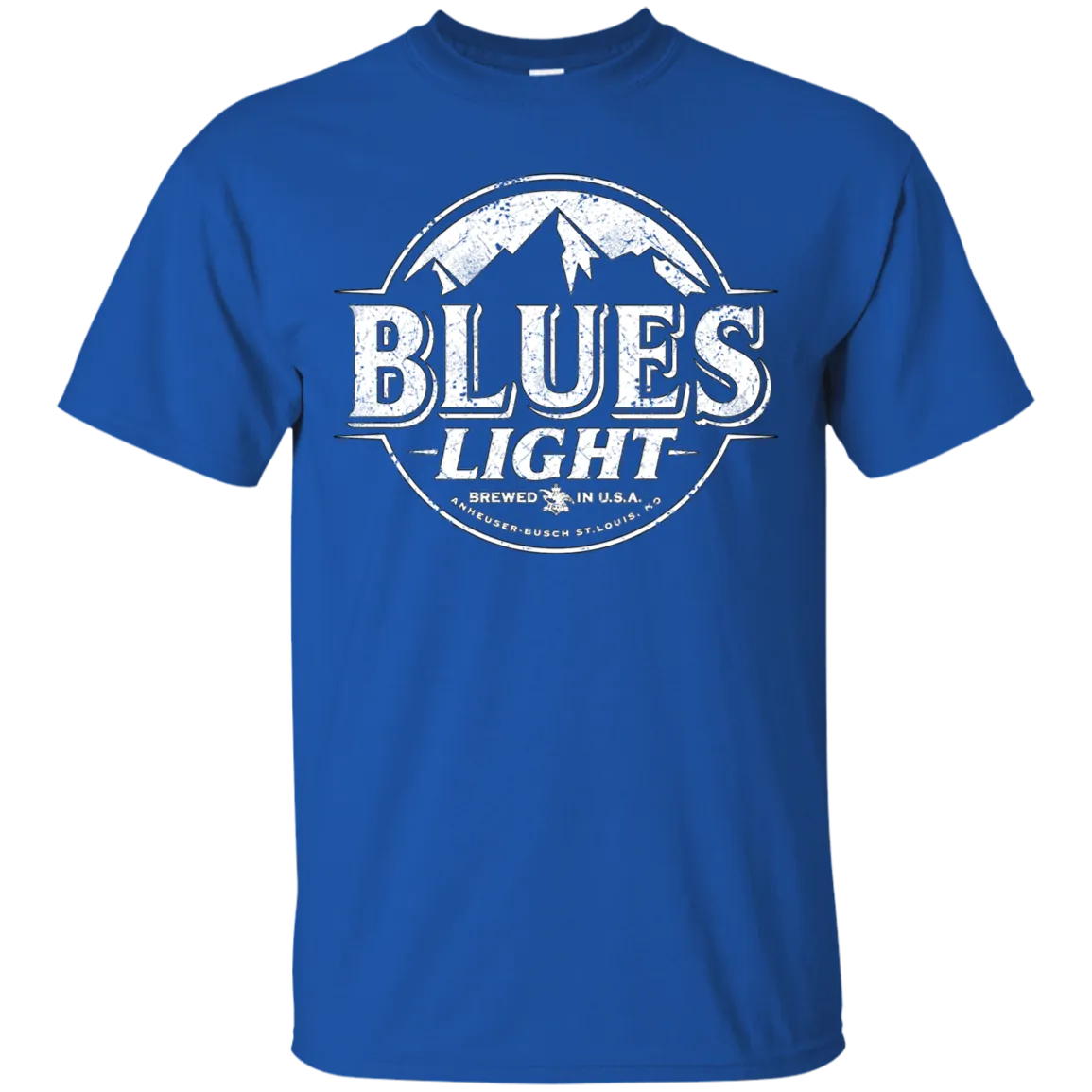 Blues Busch Light Beer T-Shirt Custom Designed White Worn Label Pattern