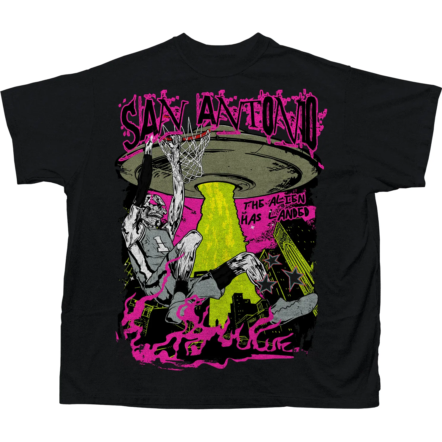 BRAND X SAN ANTONIO THE ALIEN HAS LANDED T-SHIRT (BLACK)